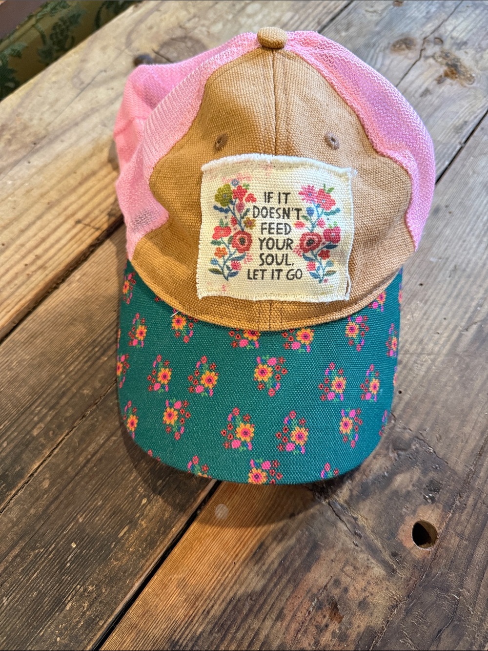 NATURAL LIFE Floral Patch Trucker Hat - Pink, Tan & Teal
